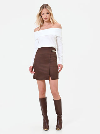 Dark Brown Miniskirt with Chain Detail