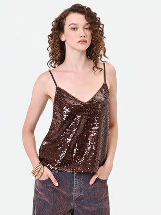 Dark Brown Sequin Top