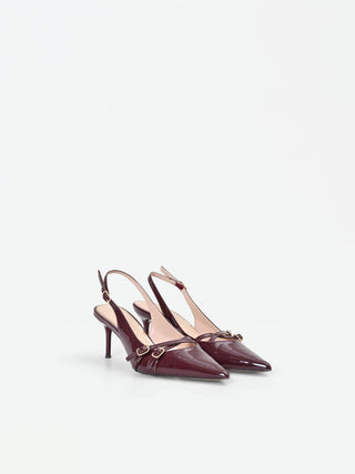 Escarpins slingback bordeaux à brides croisées