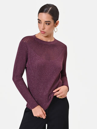 Burgundy Viscose Top with Sheer Details