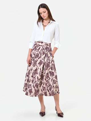 Jacquard-Rock mit floralem Muster in Bordeauxrot