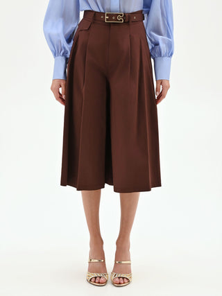 Pantalone culotte cioccolato con cintura