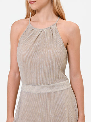 Long Gold Georgette Halter Dress