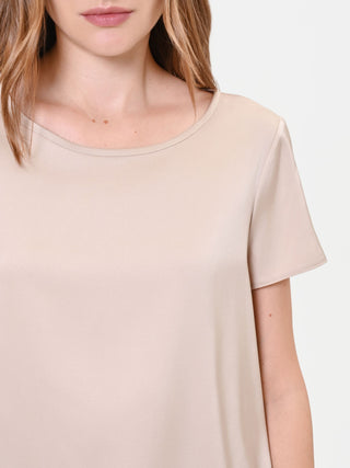Taupe Beige Satin Blouse
