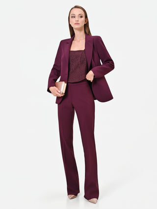 Pantalone svasato bordeaux rosso con piega centrale