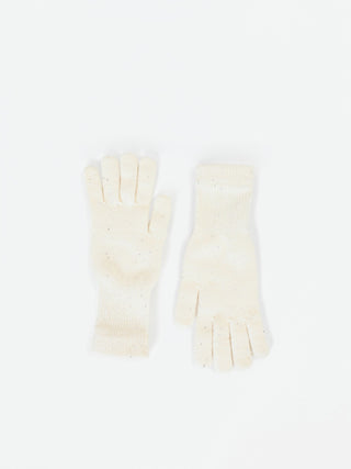 Gants écru en maille à sequins