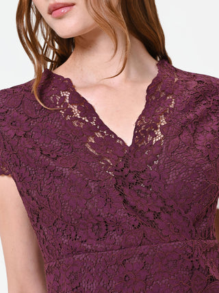 Burgundy Lace Crossover V-Neck Top