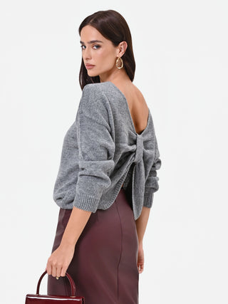 Grey Boat Neck Sweater
