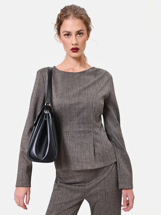 Blusa tortora beige con baschina