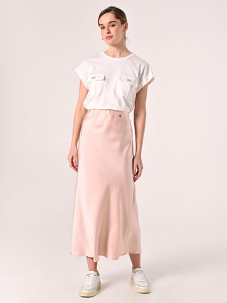 Pink Satin Pencil Skirt
