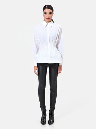 White Cotton Corset-Effect Shirt