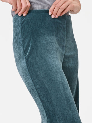 Pantalone a palazzo verde petrolio a vita alta