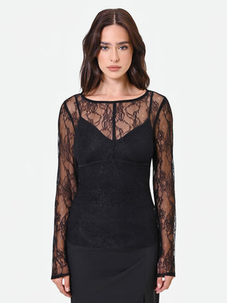 Schwarze Spitzenbluse mit herzförmigem Futter