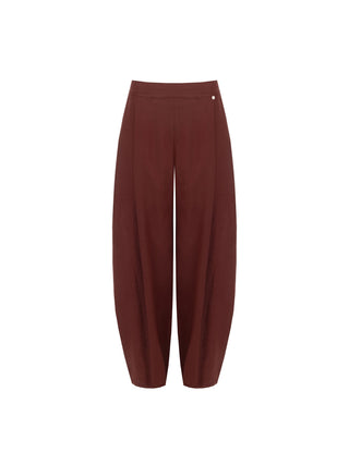 Burgundy Linen Balloon Trousers