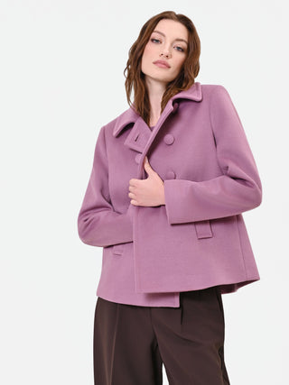 Manteau court croisé vieux rose