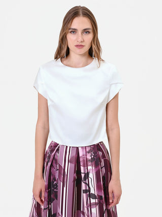 Blouse crème à manches à revers