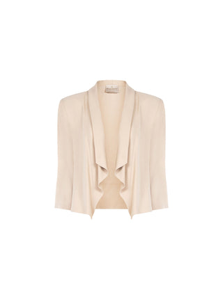 Giacca tortora beige dal design aperto in viscosa