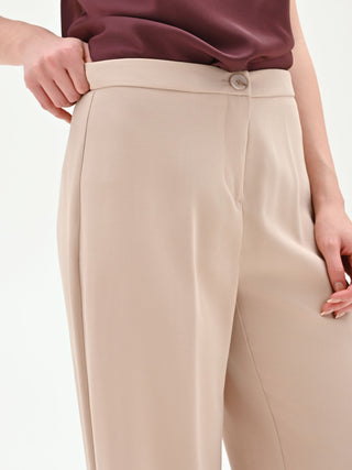 Beige Taupe Palazzo Trousers in Viscose