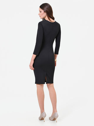 Robe fourreau noire à drapé latéral