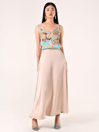 Jupe beige clair en satin