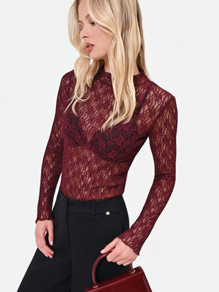 Burgundy Lace Top