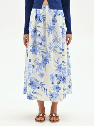 Watercolor Floral Print Maxi Skirt
