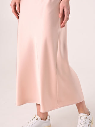 Pink Satin Pencil Skirt
