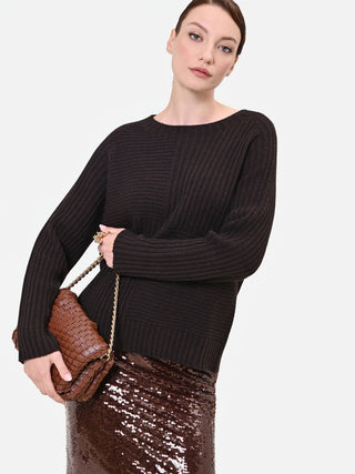 Maglia marrone moro con texture a coste