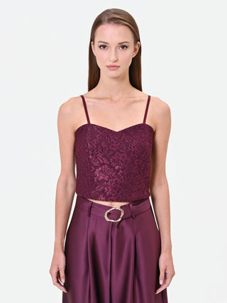 Burgundy Red Lace Bustier Top