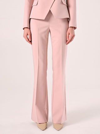 Flared Trousers in Pale Pink Technical Fabric