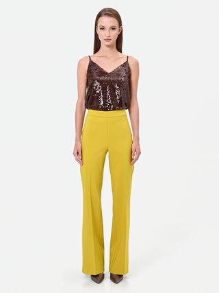 Oil Green High-Waisted Trousers