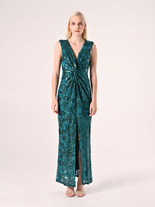 Longue robe vert royal à paillettes