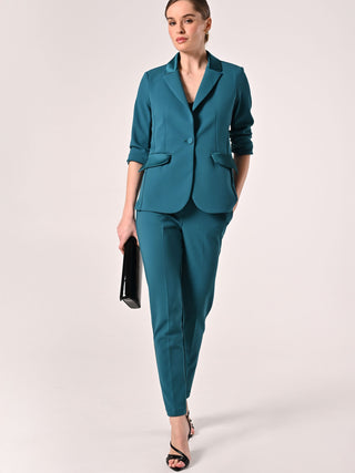 Royal Green Trousers with Satin Inserts