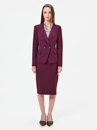 Burgundy Red Fitted Jacket with Peak Lapels