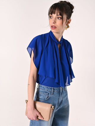 China Blue Blouse with Ruffles