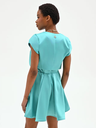 Coprispalla bolero turchese azzurro con maniche a cappuccio