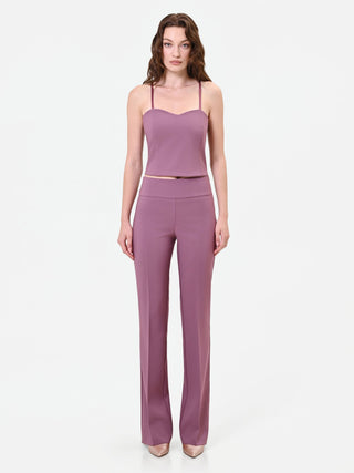 Pantalone rosa antico a vita alta
