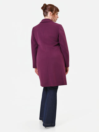 Manteau Curvy à simple boutonnage rouge bordeaux en velours