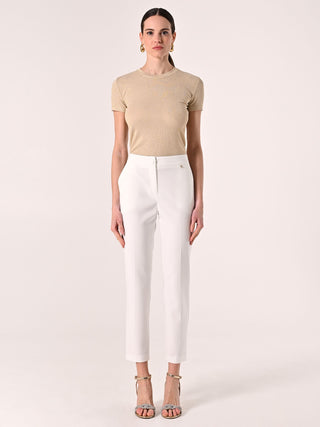 White Trousers with Covered Button