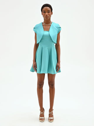 Coprispalla bolero turchese azzurro con maniche a cappuccio