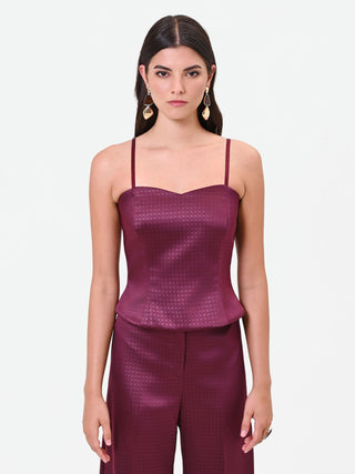 Bordeauxrotes Bustier-Top aus Satin