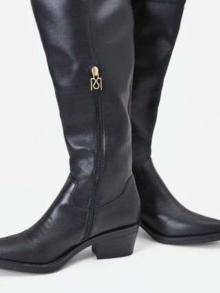 Botte cuissarde noire style texan