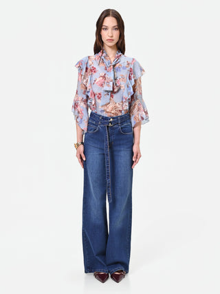 High-Waist Wide-Leg Jeans with Belt