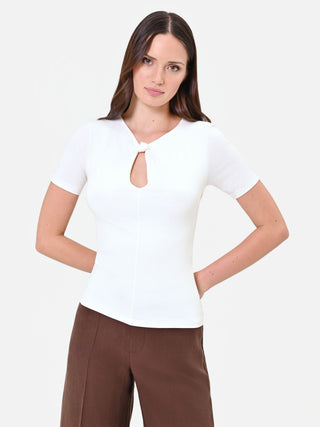 T Shirt Bianca con dettaglio Nodo