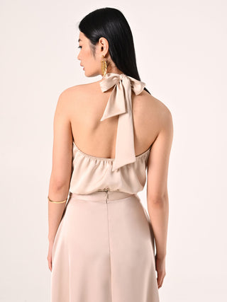 Top in Light Beige Satin