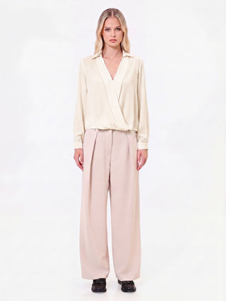 White blouse with satin crossover