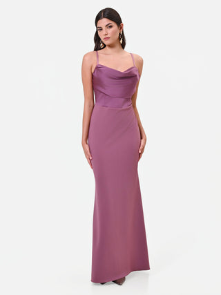 Dusty Rose Long Dress with Draped Neckline Giorgia Palmas X Rinascimento
