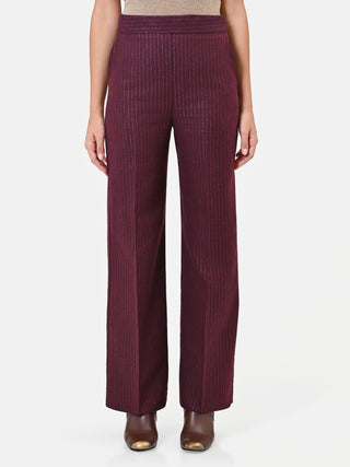 Pantalone in misto viscosa bordeaux gessato