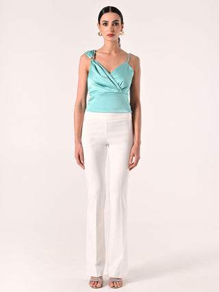 Top Monospalla Verde Acqua con decoro Gold