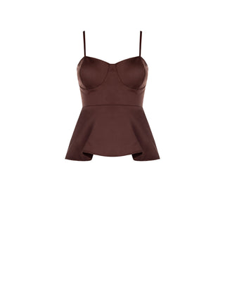 Chocolate Peplum Bustier Top
